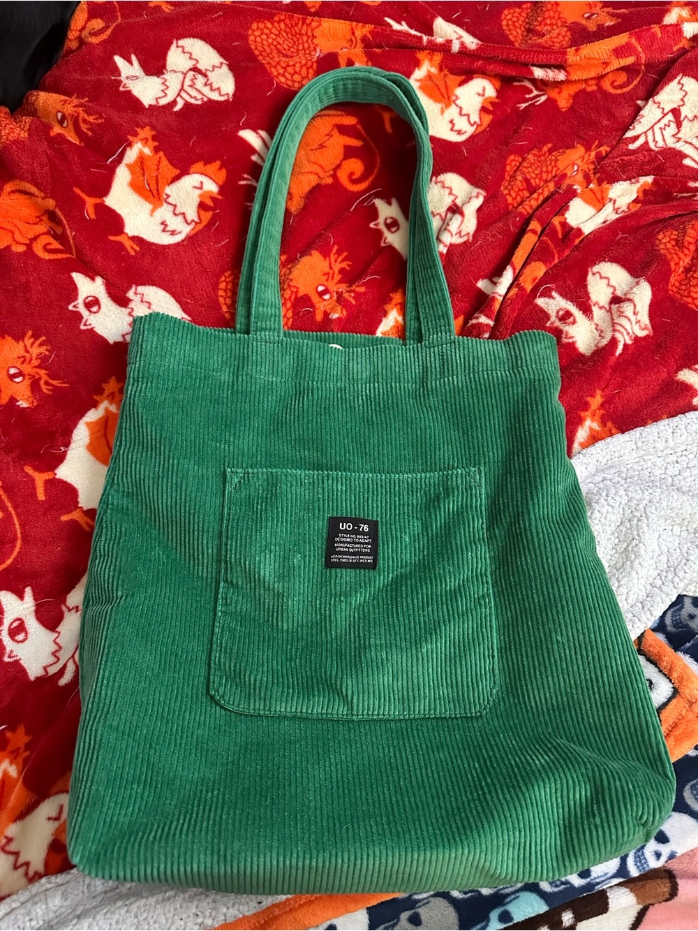 Urban Outfitters Green Corduroy Tote with Front Pocket